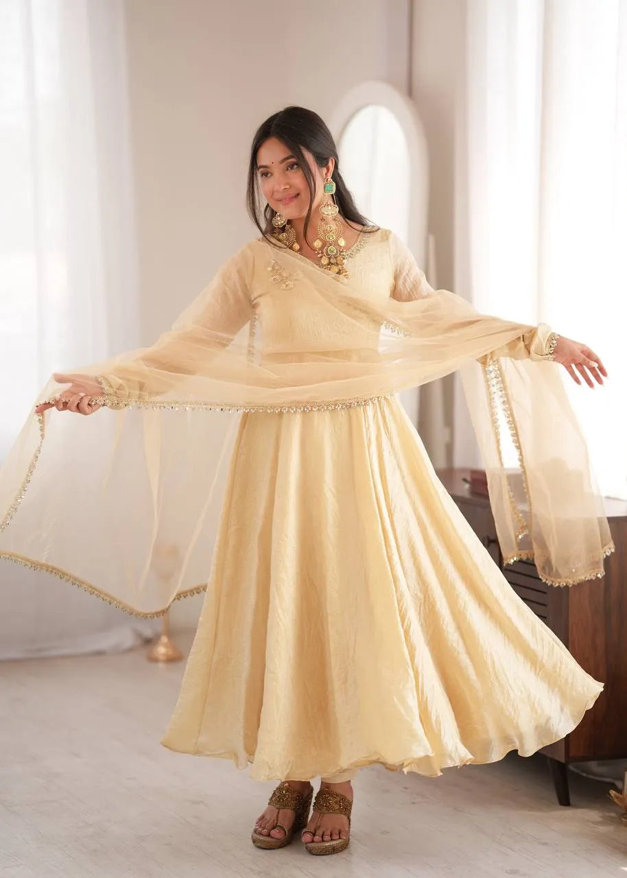 cream butterfly dupatta