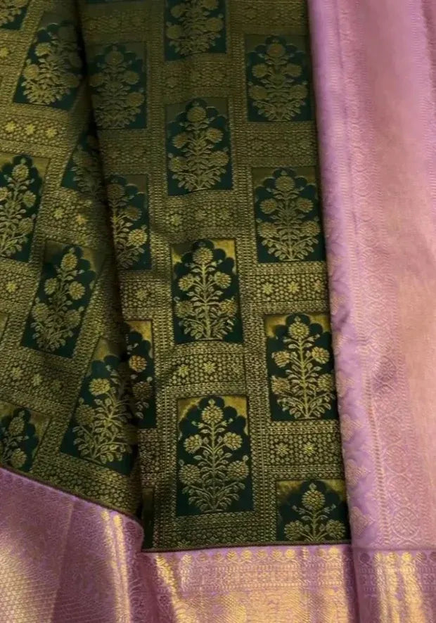 dark green festive saree