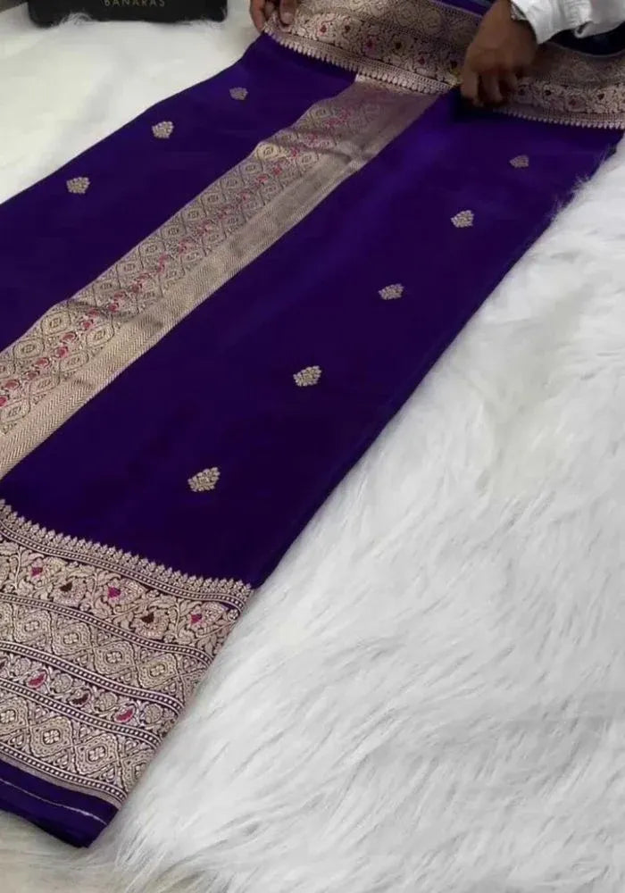 dark purple banarasi sari