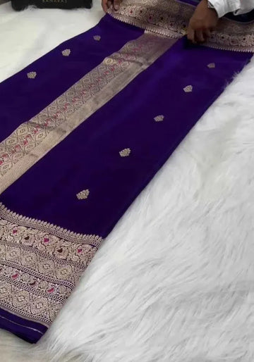 dark purple banarasi sari