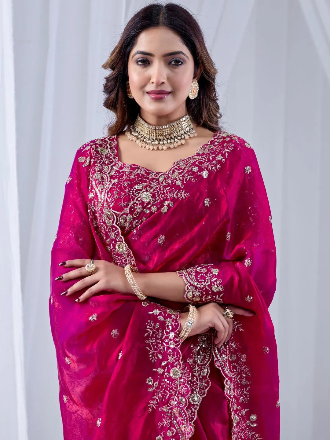 designer pink saree