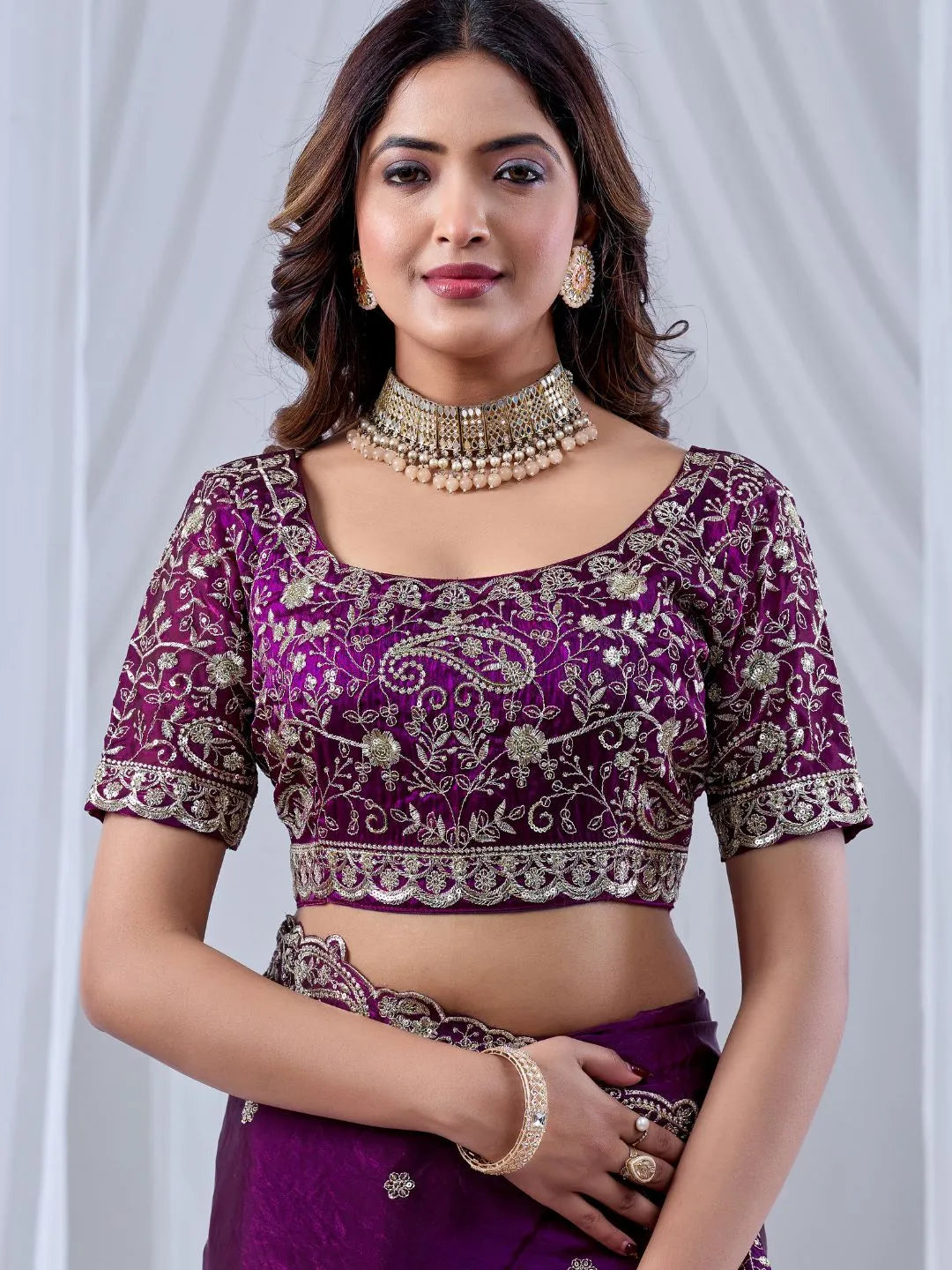 designer purple wedding saree