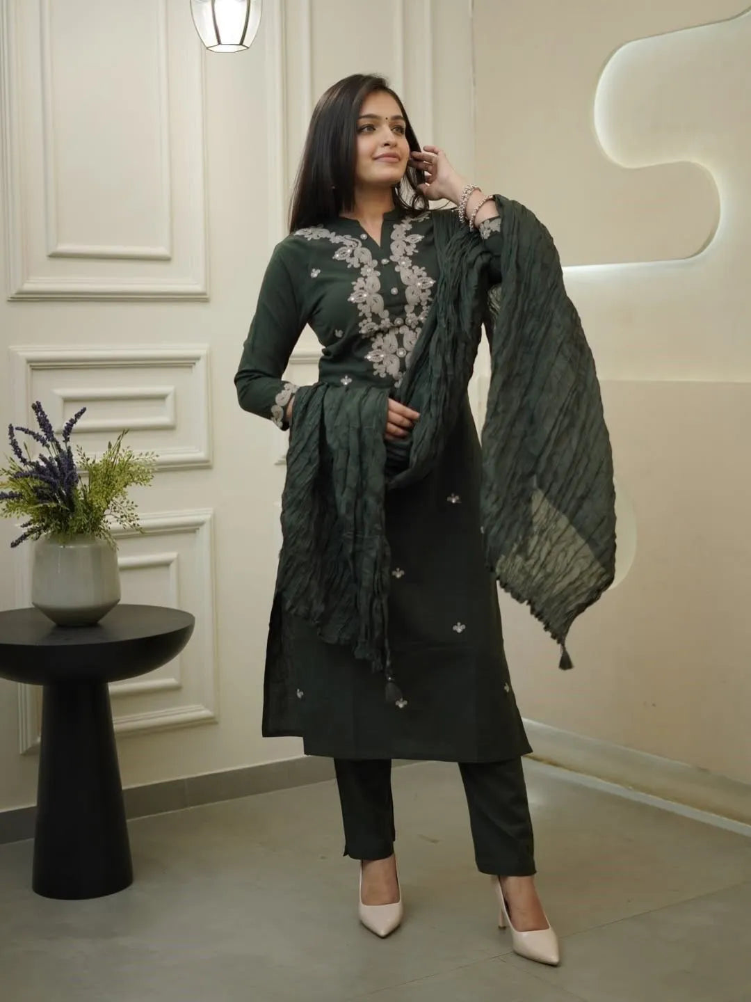 ethnic kurta set green