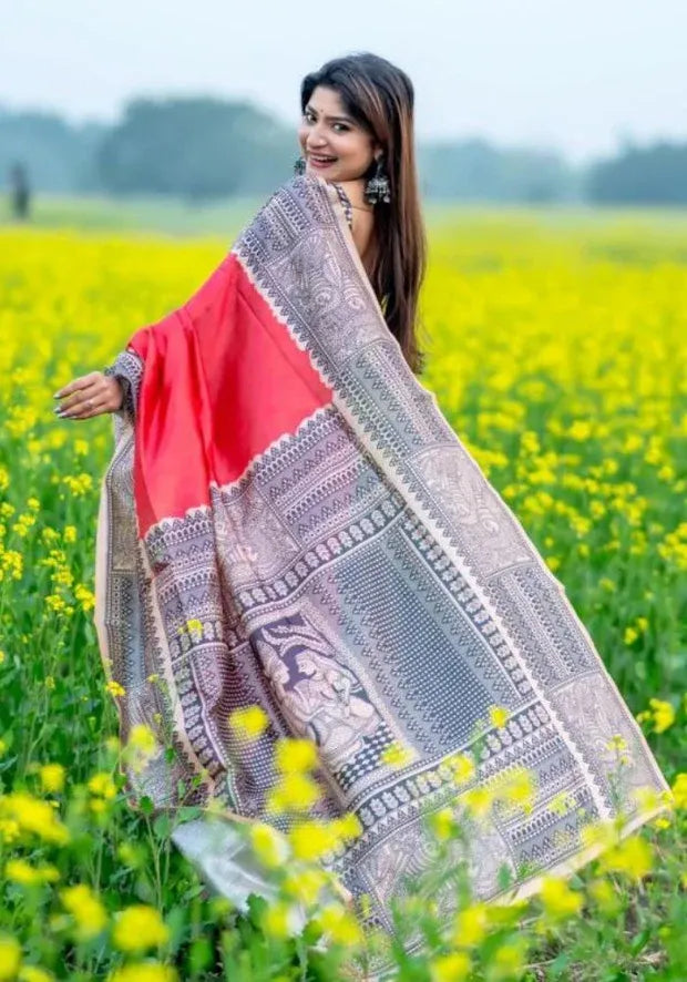 festival saree red
