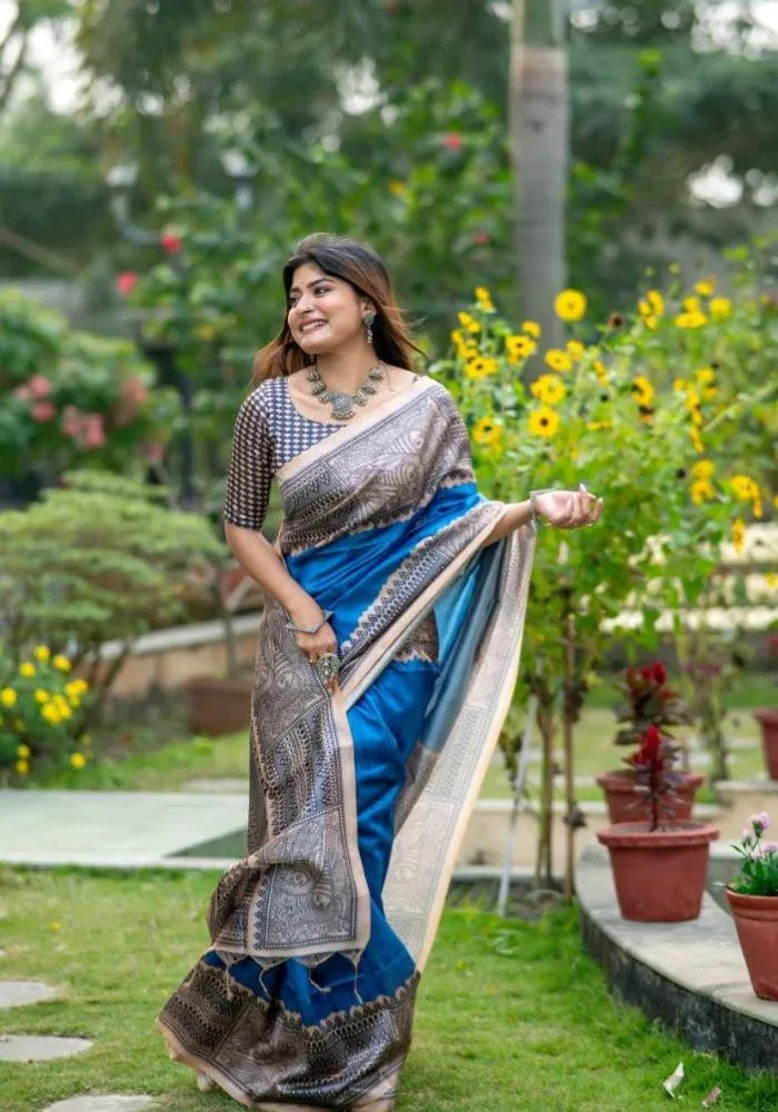 festive saree blue