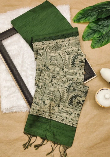 forest green slik saree
