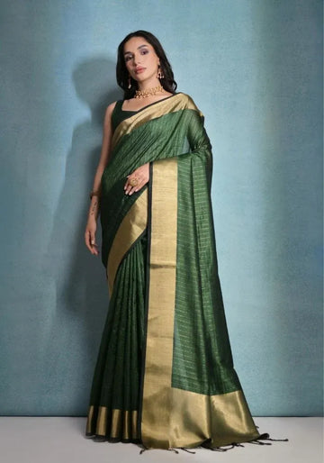 green silk saree for women