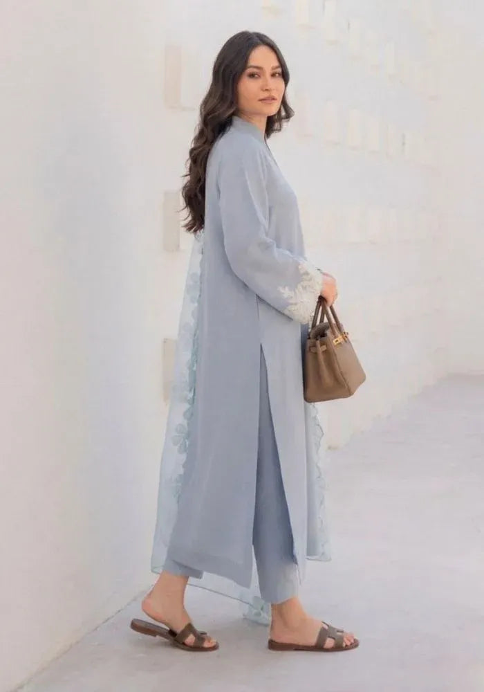grey embroidered kurta set