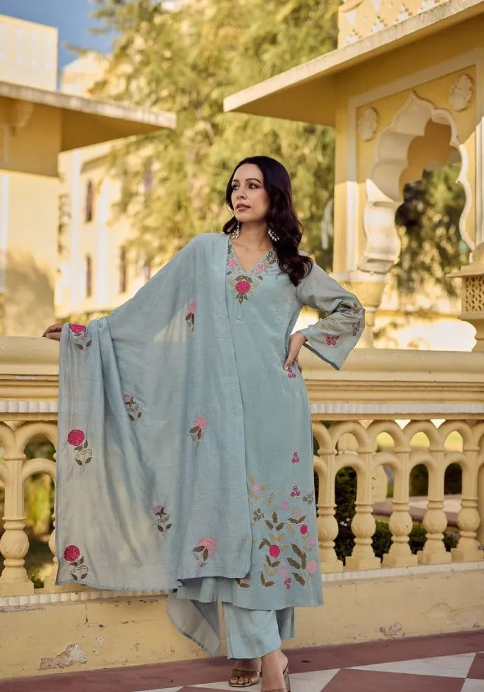 grey kurta set for women