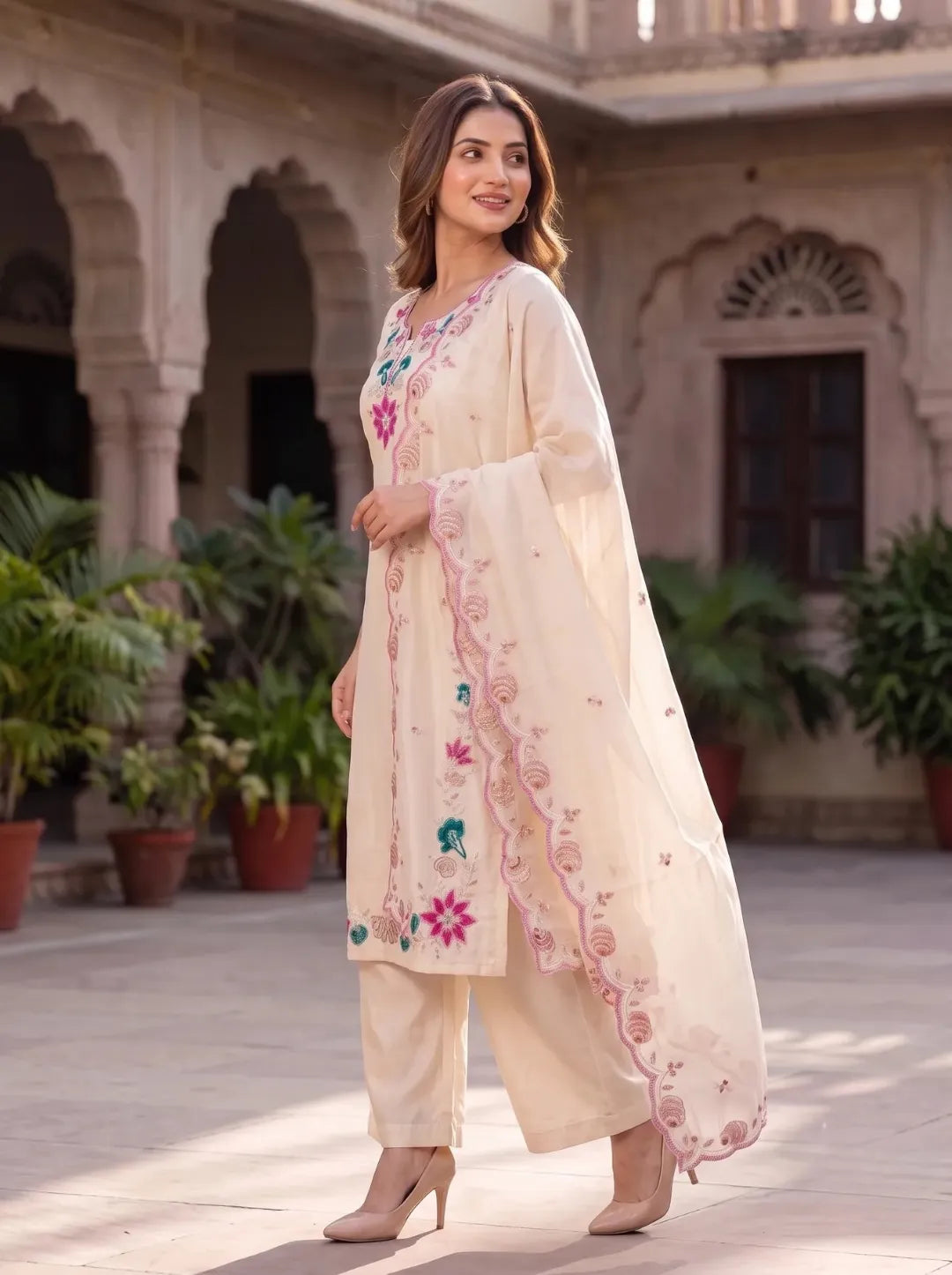 Ivory Cream Rayon Kurta