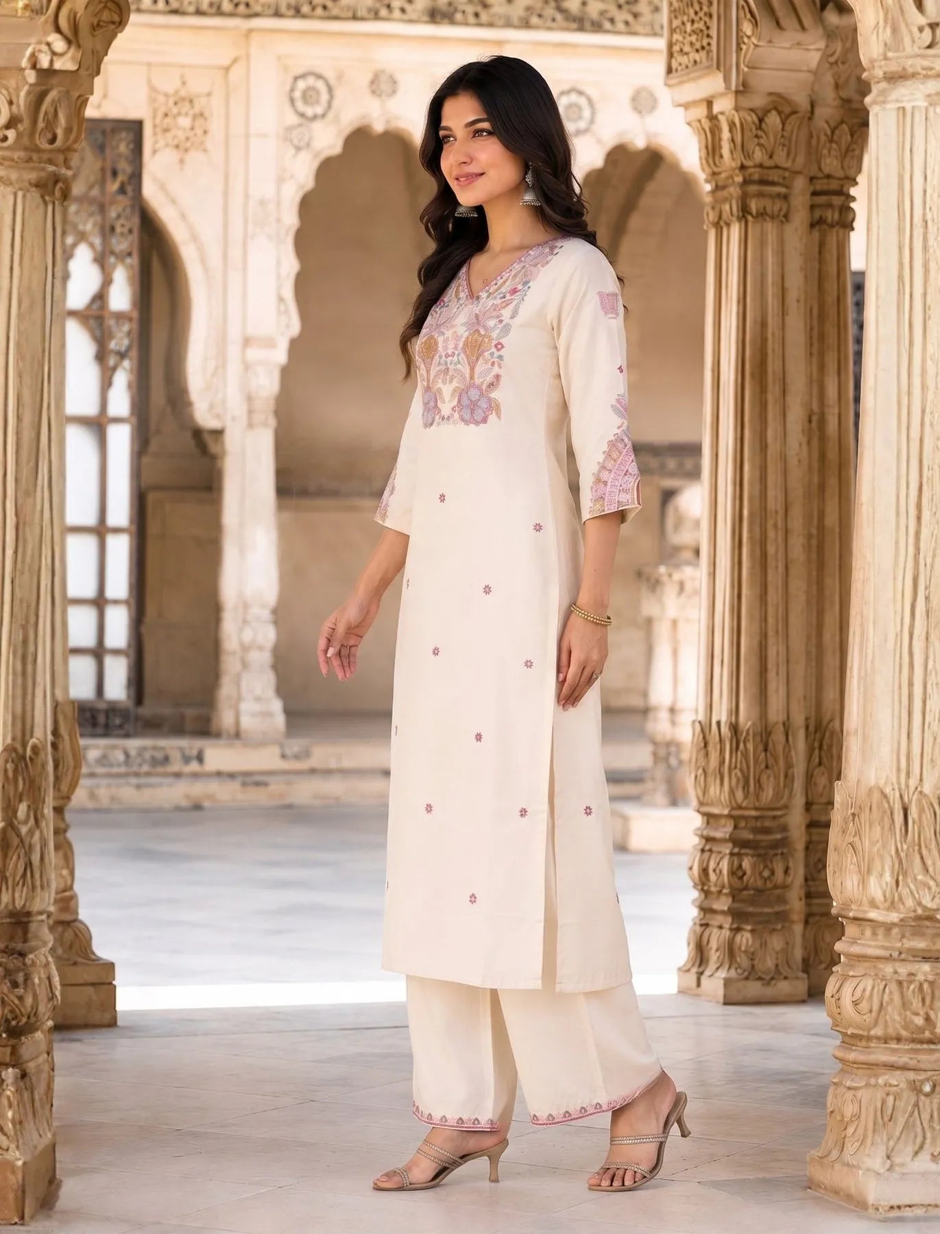 Ivory Embroidered Kurta