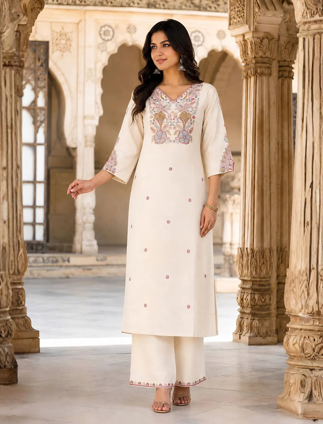 Ivory Palazzo Kurta Set