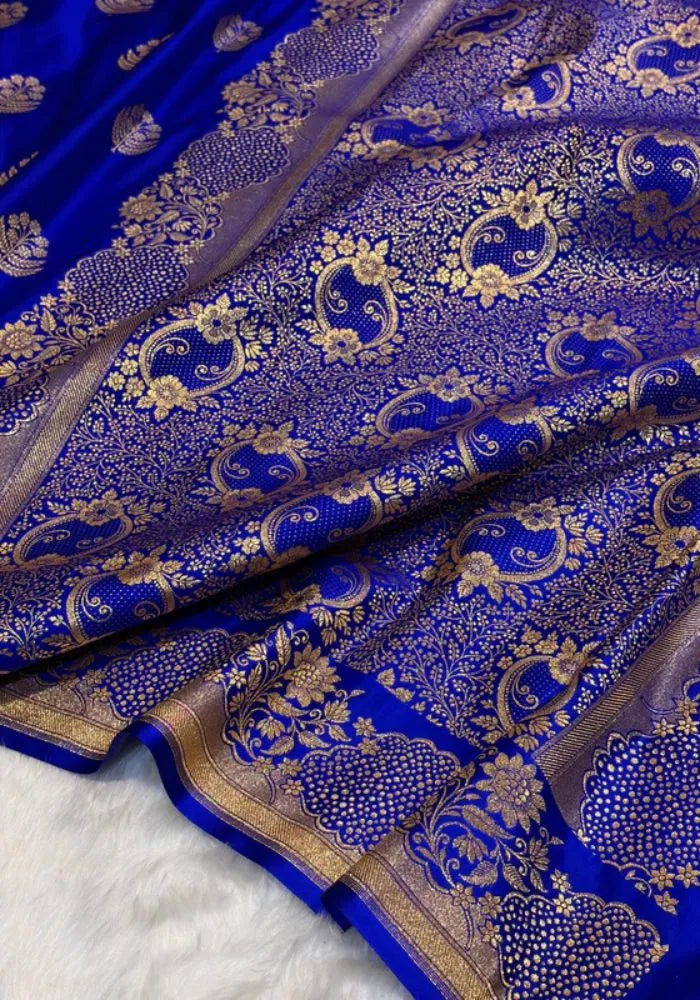 kesudi banarasi royal blue silk saree