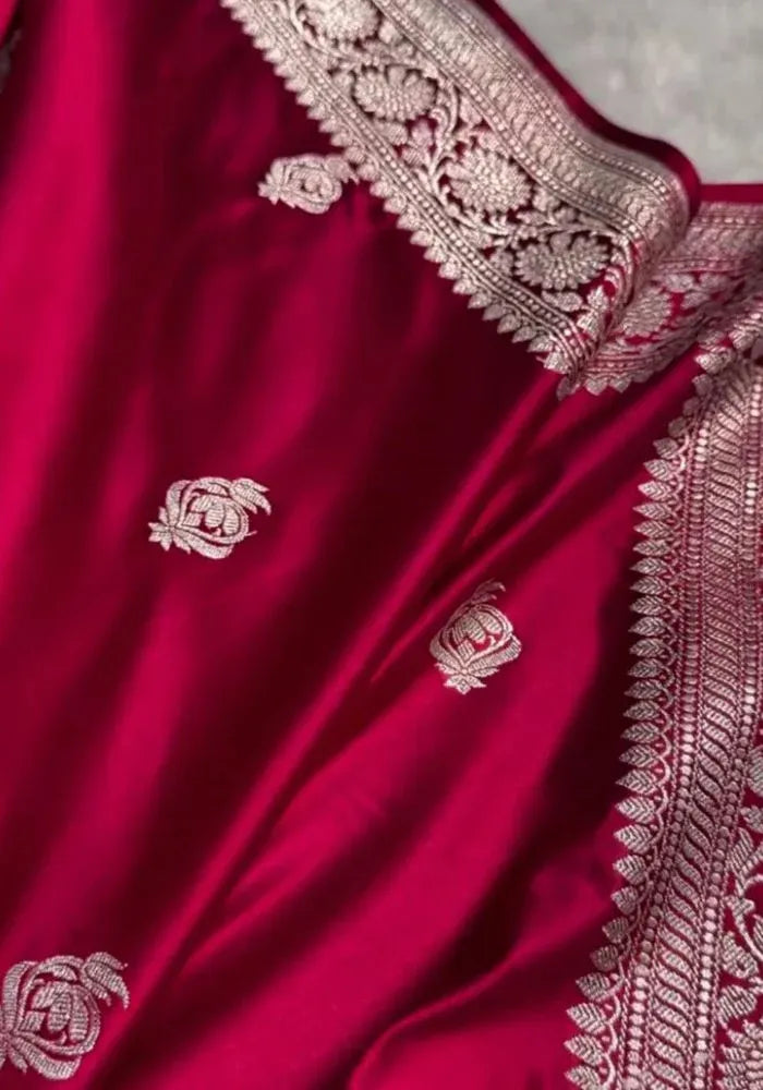 kesudi banarasi satin saree pink