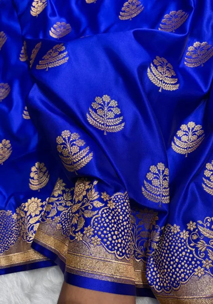 kesudi blue banarasi silk saree