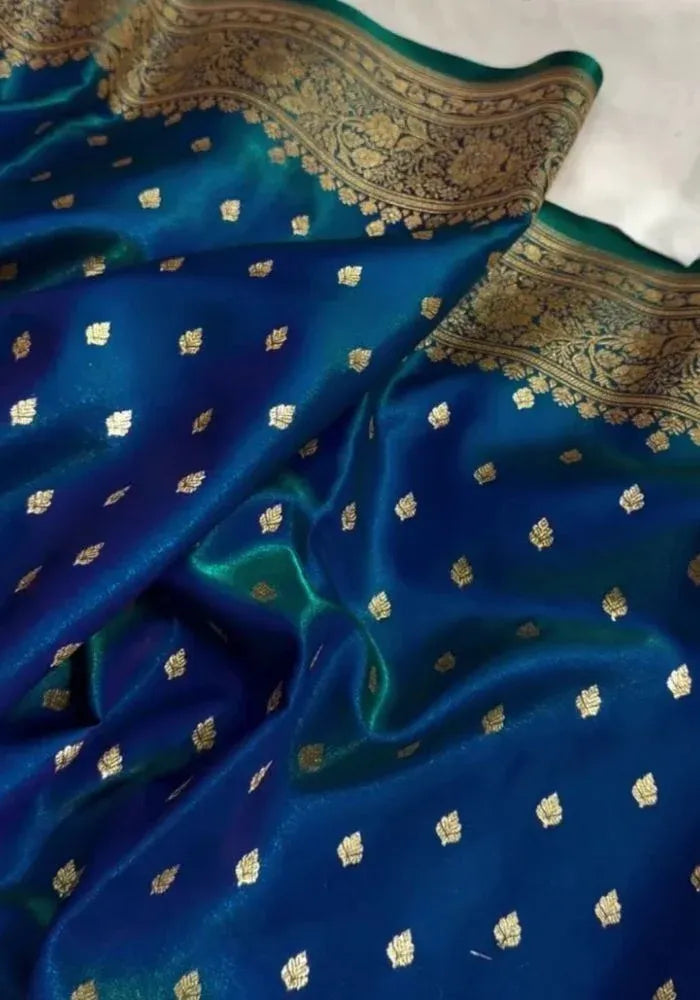 kesudi blue satin saree