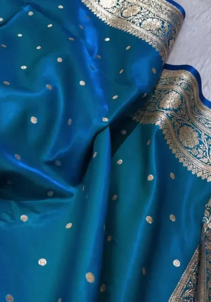 kesudi cotton silk rich blue banarasi saree