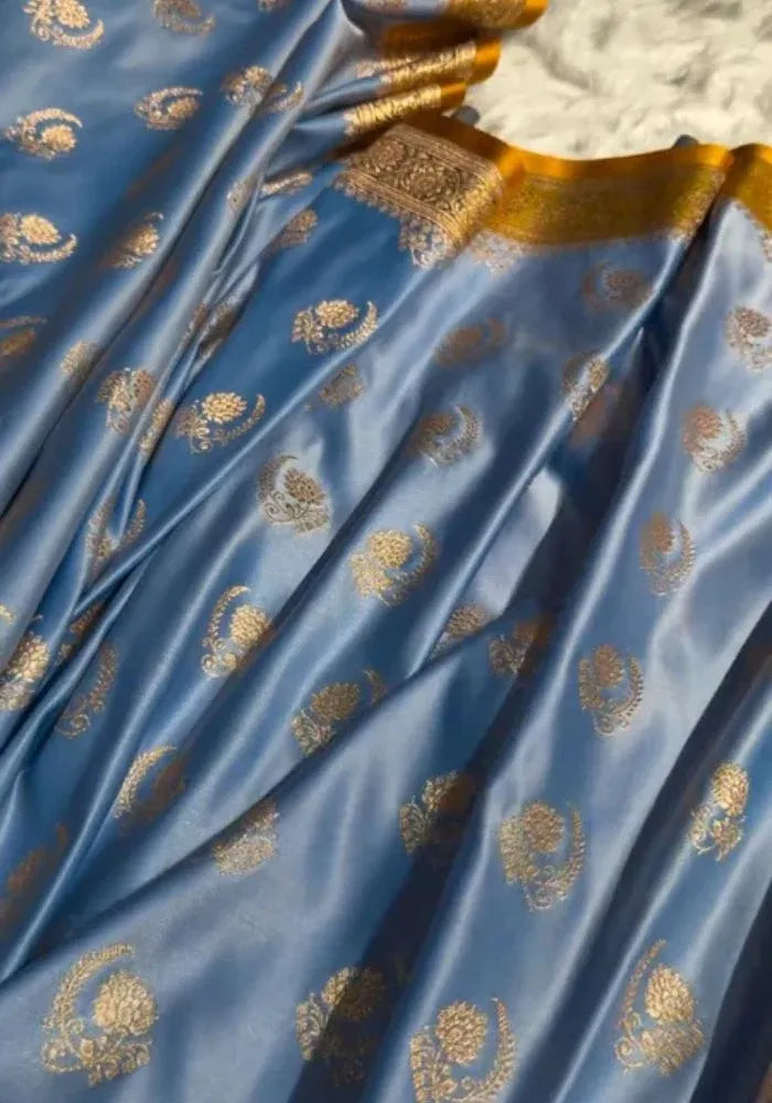 kesudi cotton sky blue silk saree