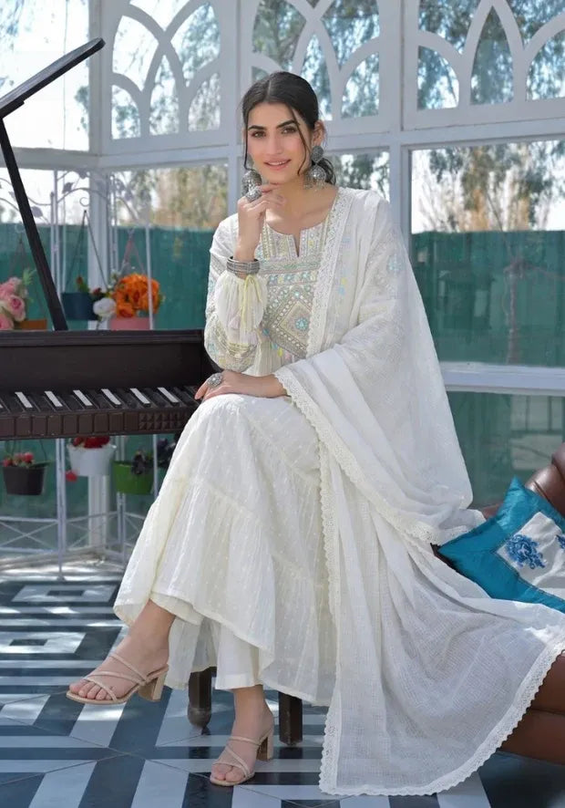 kesudi cotton white kurta set