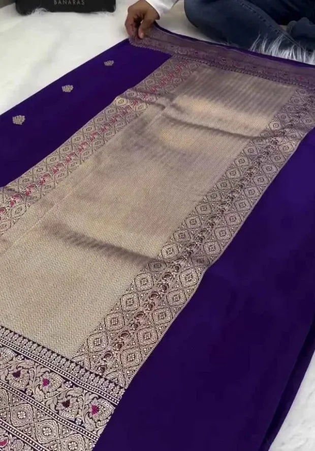 dark purple banarasi sari