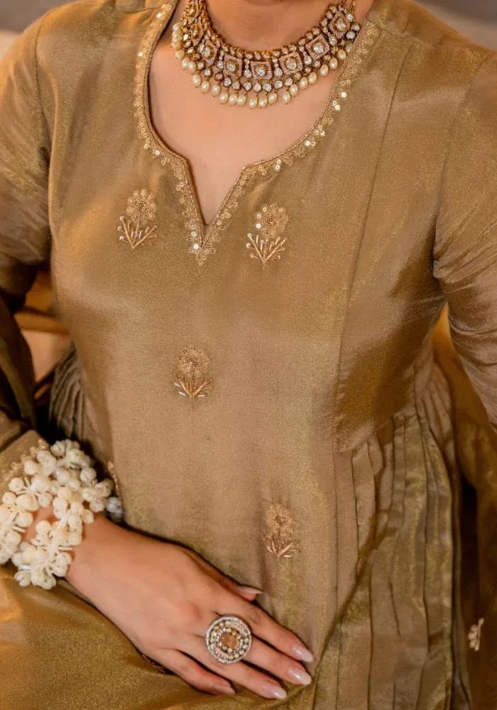 kesudi gold silk chanderi kurta set