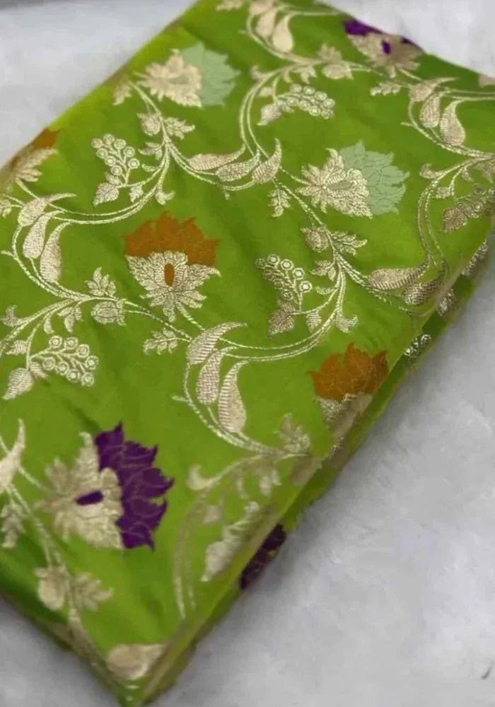 kesudi green satin silk saree