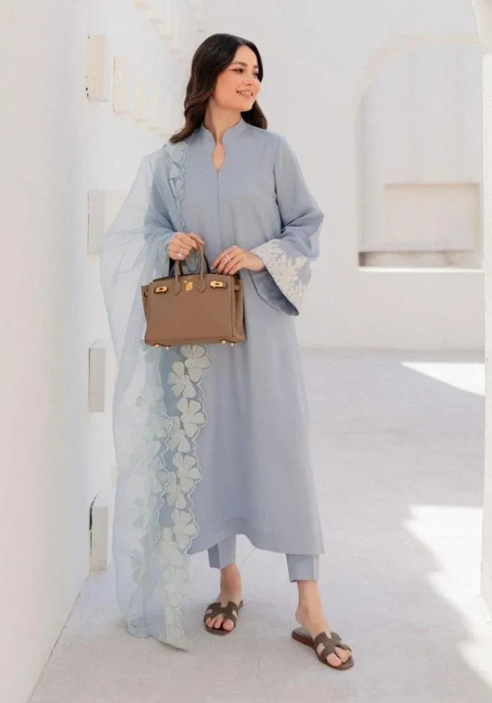 grey silk kurta set