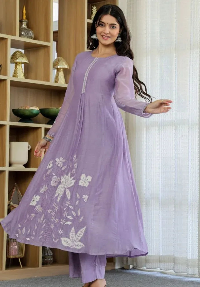 kesudi kurta set lavender cotton
