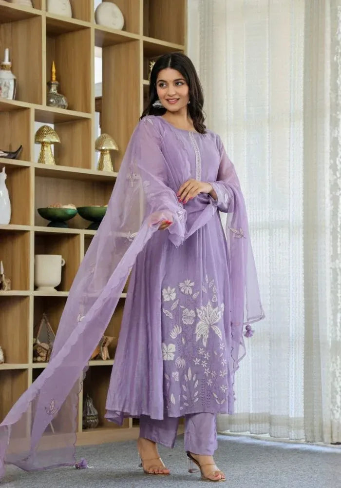 kesudi lavender cotton kurta set