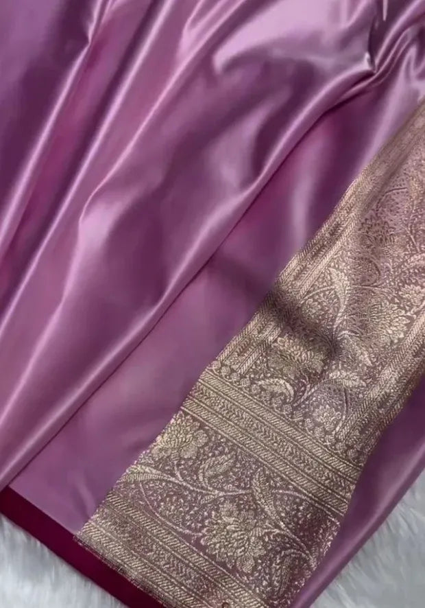 kesudi lavender cotton silk banarasi saree