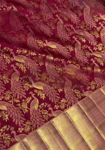 kesudi magenta banarasi satin silk saree