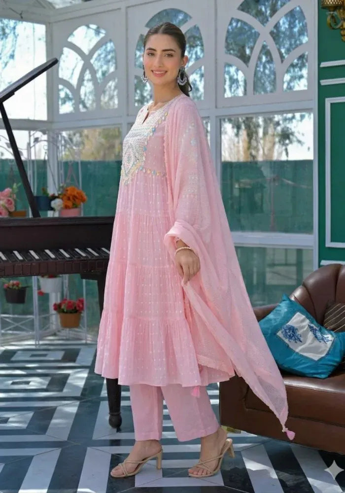 kesudi pink cotton kurta set