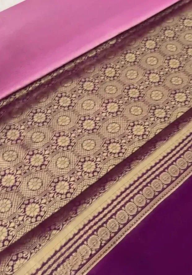 kesudi pink silk banarasi saree