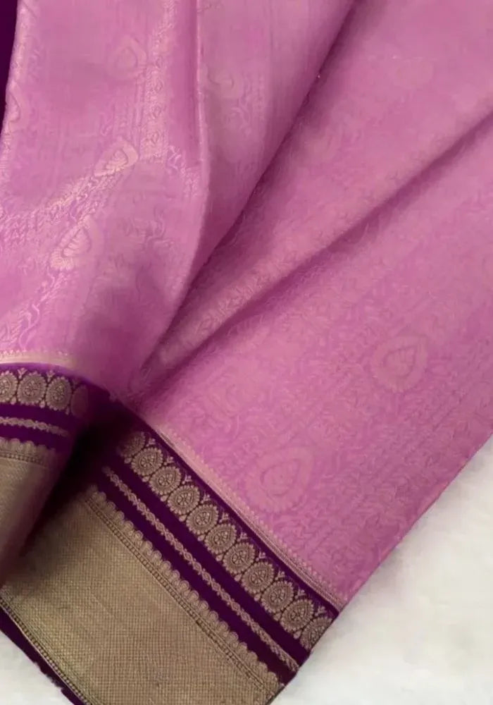 kesudi pink silk banarasi sari