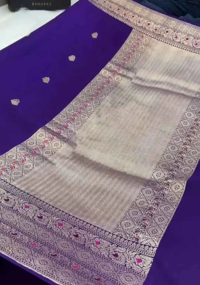 kesudi purple banarasi mashru silk saree