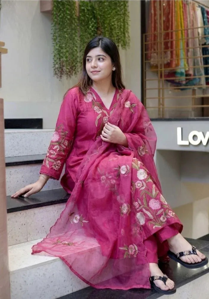 kesudi rani silk chanderi kurta set