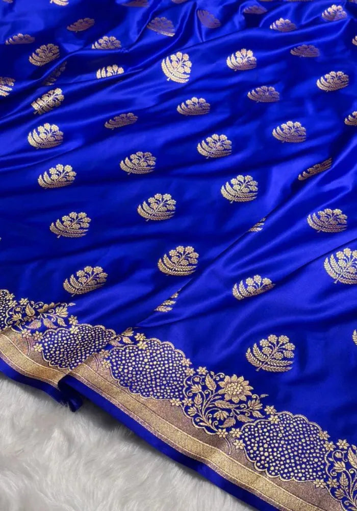 kesudi royal blue banarasi silk saree
