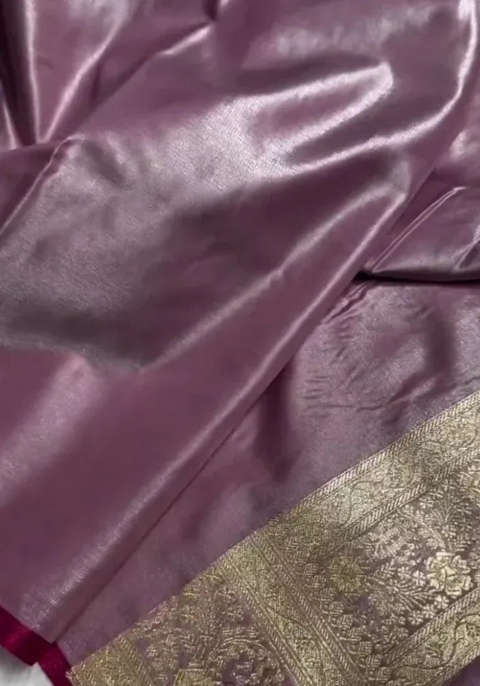 kesudi satin lavender banarasi saree