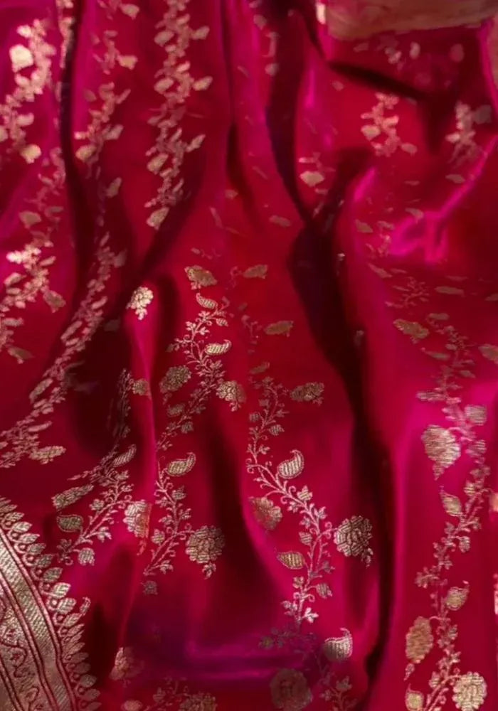 kesudi satin pink saree