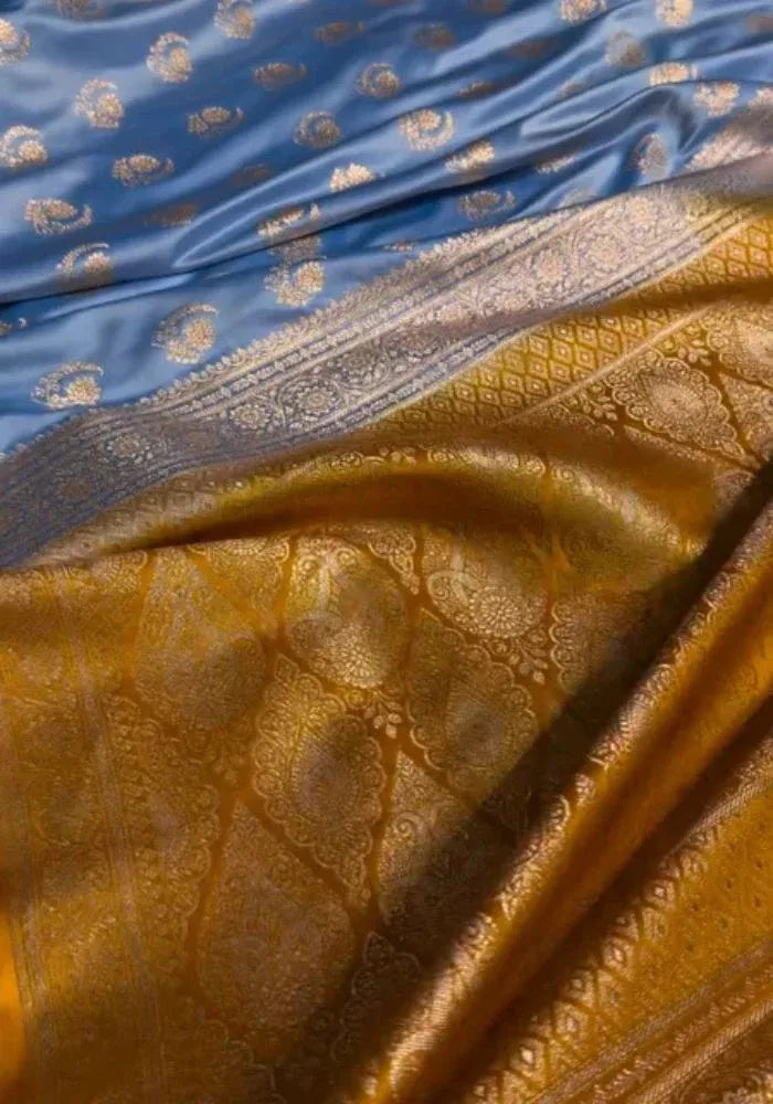 kesudi sky blue silk saree