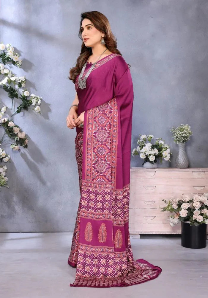 kesudi wine printed designer saree