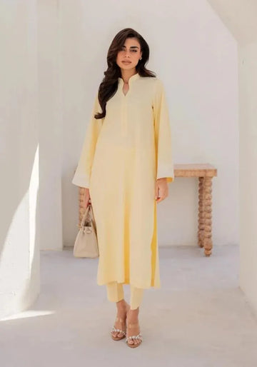 kesudi yellow chanderi silk kurta set