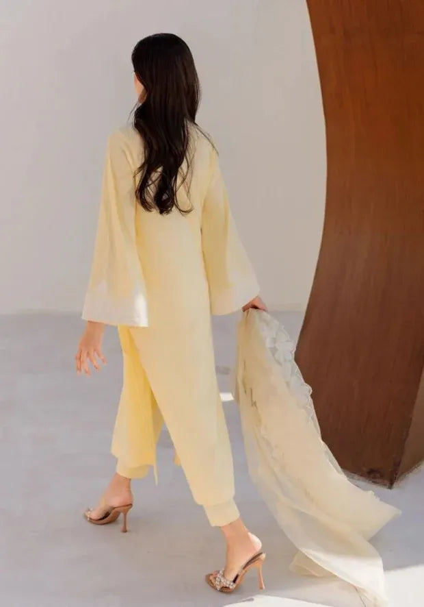 kesudi yellow chanderi silk kurta set