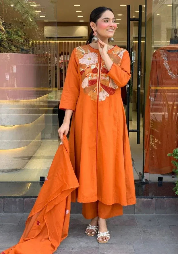 kurta set orange