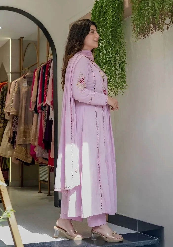 lavender anarkali kurta set online