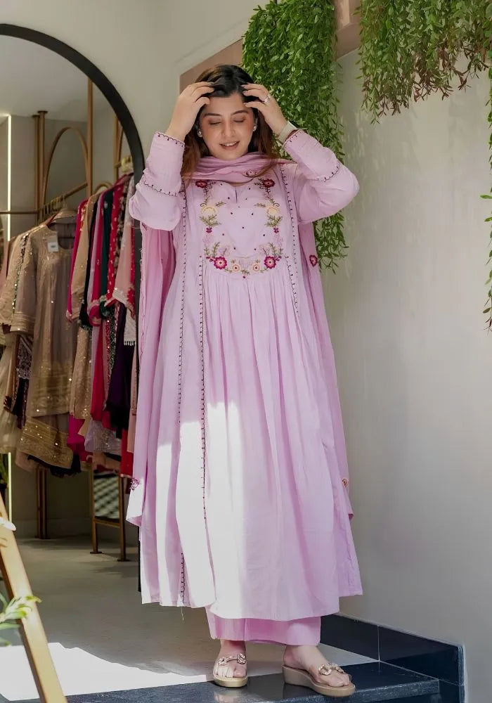 lavender anarkali kurta set sale