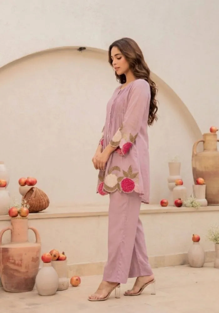 lavender embroidered co-ord set online