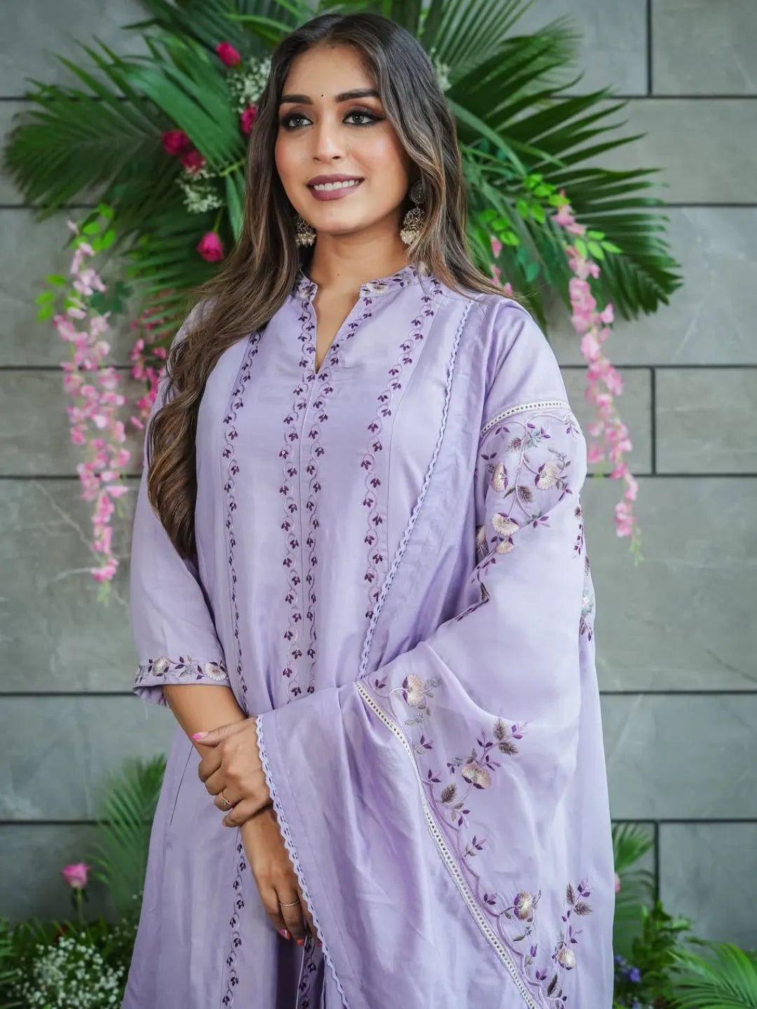 lavender festive wear kurta set