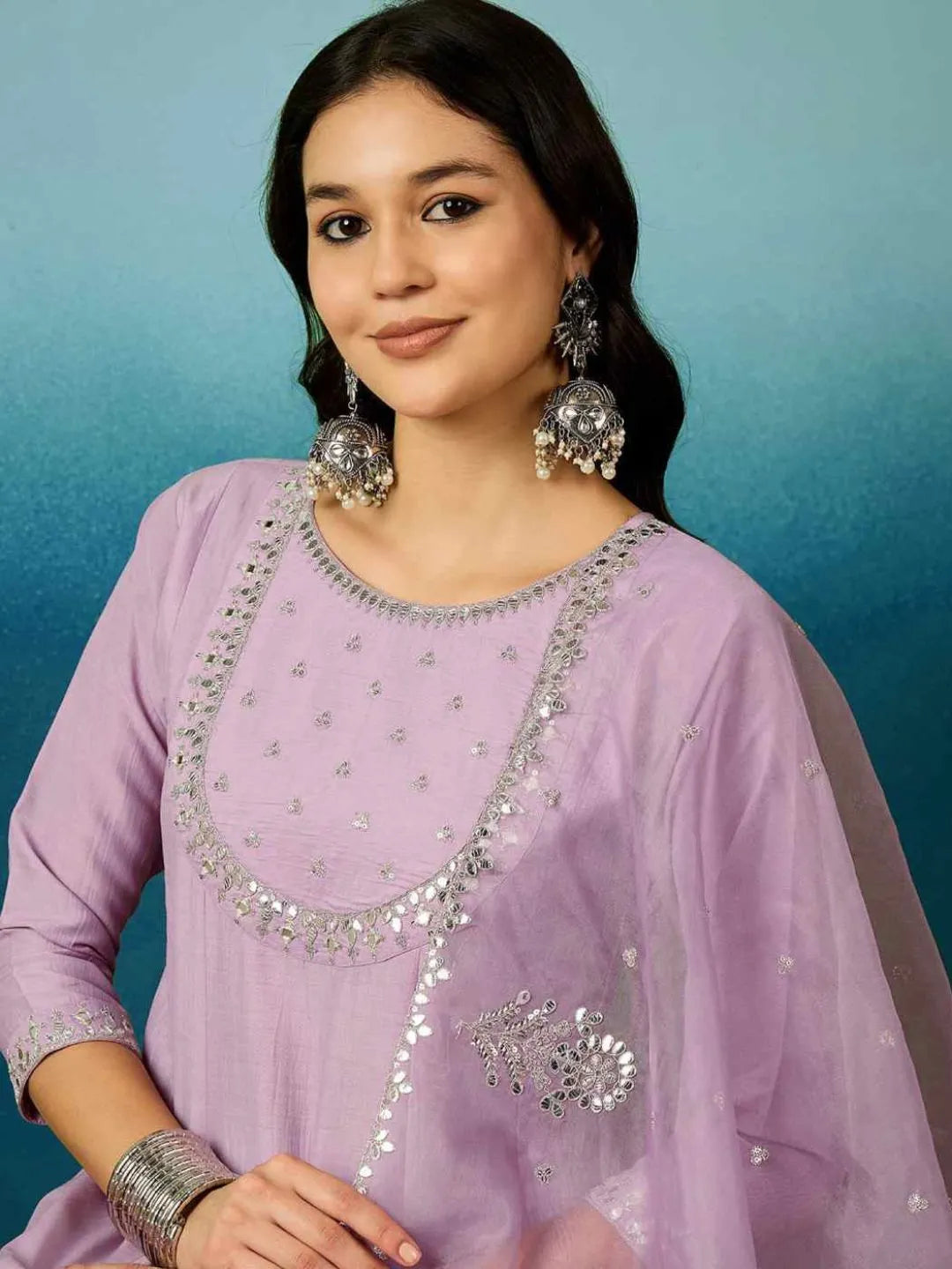 lavender silk gown set