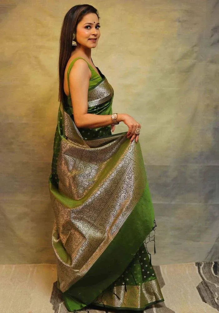 lichi green silk saree